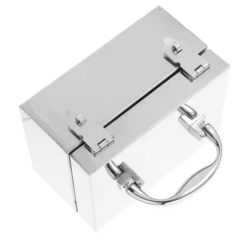 Fireproof Stainless Steel Lock Box Portable Cash Safe with Key Lock for Office Store Receipts Docume