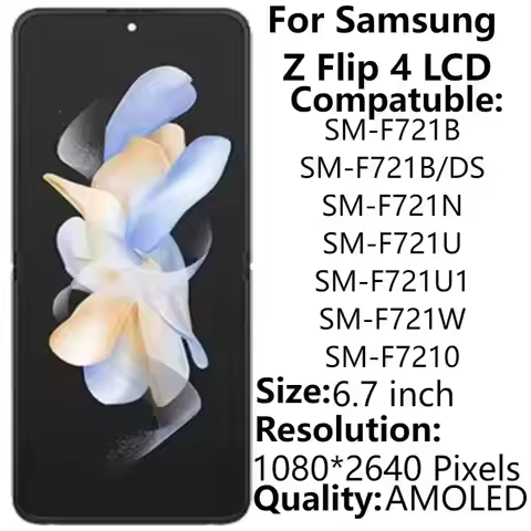 6.7" AMOLED For Samsung Z Flip 4 5G F721B F721W LCD Display With Frame Touch Screen Digitizer Assemb