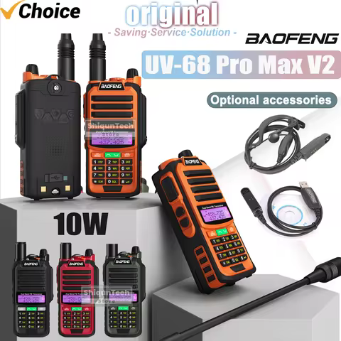 UV-68 Pro Max V2 Baofeng IP67 Waterproof Walkie Talkie Tri-Power Type-C 10KM UV-98 Pro Ham Radio FM 