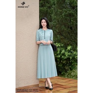 Mint green pleated skirt CV550 - Women's flared skirt