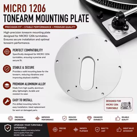 MICRO 1206 Turntable Tonearm Mounting Plate Aluminum Alloy Base Board For SME 3009 3010 3012 Accesso