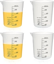 ULAB Scientific Stackable Graduated Plastic Beakers, 4pcs of Vol.600ml(20.29oz), with Easy-to-Read P