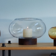 英國LSA | Oblate 橢圓花瓶 /附胡桃木底座/Ø28 x H19.5cm