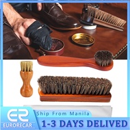 4Pcs Set Horse Hair Shoe Brush Long Wood Handle Shoe Shine Brush Shoe Cleaning Brush