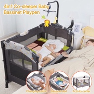 [SG Stock] Playpen Co-sleeper Foldable Baby Bedside Sleeper Adjustable Baby Crib