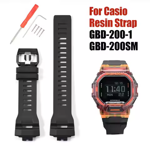 Resin watch strap for Casio GBD-200-1/GBD-200SM watchband Special double-convex rubber waterproof Br