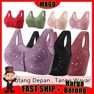 Mago *38-50BC* Wireless Bra Butang Depan Bra Wanita Bra Plus Size Full Cup Tanpa Wayar Besi Bra Mura