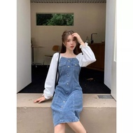 [✅New] Dress Midi Jeans Wanita Terbaru | Dress Denim Wanita Kekinian