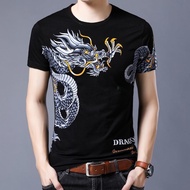 KEMEJA T-shirt/shirt/Men/Dragon/Men's Short Sleeve T T-shirt Pattern Dragon Pattern