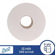 SCOTT Jumbo Toilet Roll Tissue 06511, 12 Rolls x 300m, 2 Ply Embossed