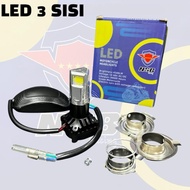 LED 3-SIDED MOTORCYCLE HEADLIGHT H4 H6 30WATT AC DC UNIVERSAL BEBEK MATIC CAN HS55