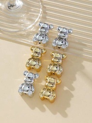 6 件裝壓克力光滑熊形珠子適用於時尚 3d 珠寶製作、通用手機鏈、diy 工藝品