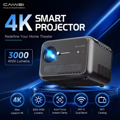 CAIWEI A6W 4K Projector Full HD 1080P Home Theater Auto Focus Android for Movies Video Smart Beamer 