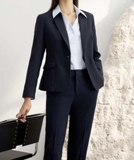 G2000 (มีกางเกง+กระโปรงเข้าชุด) เสื้อสูทผู้หญิงสีกรมท่า ทรง SLIM FIT พับแขนสูทได้