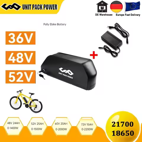 Polly 48V 25AH Ebike Battery Downtube 52V 24AH 72v Electric Battery BMS Original 21700 Lithium lon B