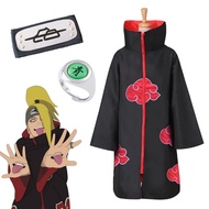 Anime Naruto Akatsuki Cloak Deidara Headband Ring Ninja Cape Kids Adults Halloween Cosplay Costume