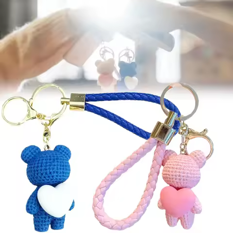 TV Lovely Runner Cosplay Unisex Little Bear Bag Pendant Keyring Blue Pink Couple Keychain Props Jewe