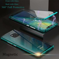 For Huawei Mate 20 Pro Metat Magnetic Armor 360 Full Protect Tempered Glass Case