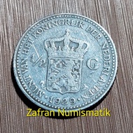 Uang Koin Kuno 1/2 Gulden Nederlansche Indie Tahun 1929 SILVER PERAK