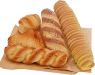 Woration 5pcs Artificial Bread Set Realistic Fake PU Food for Shop Display Kitchen Home DIY Decorati