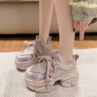 Thick-Soled Daddy Shoes Women's Trendy Spring Station Mesh Breathable Heightening Casual Sports Shoe