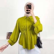 #3020 baju muslimah plus size lengan panjang crop top for women kemeja perempuan outfit wanita baggy