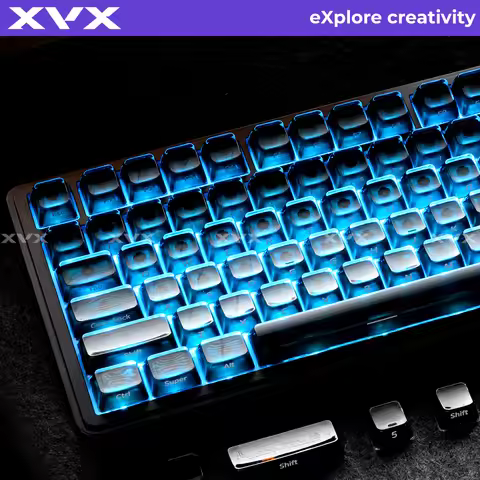 XVX Jelly R2 Black Ice Transparent Keycaps Side-Printed MDA Profile 122-Key Keycap Set