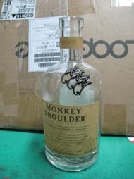 candy尋寶樂園...monkey shoulder 三隻猴子三重麥芽威士忌 0.7公升- 空酒瓶--高22