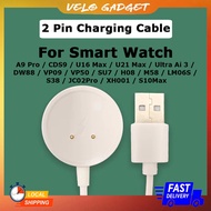 [Malaysia Stock] 2 Pin Charging Cable For Smart Watch A9 Pro / CDS9 / U16 Max / CD10 / Ultra Ai 3 / 