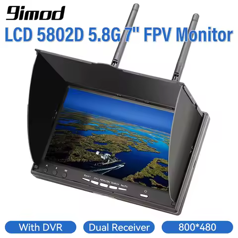 9IMOD LCD5802D FPV Monitor with DVR 5.8G 40CH 7 Inch LCD Screen Monitor 800x480 Dual Diversity Recei