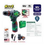 HITZ 18V 10MM CORDLESS IMPACT DRILL SET Screwdriver Hammer Drill (BRUSHLESS) HJB-4133