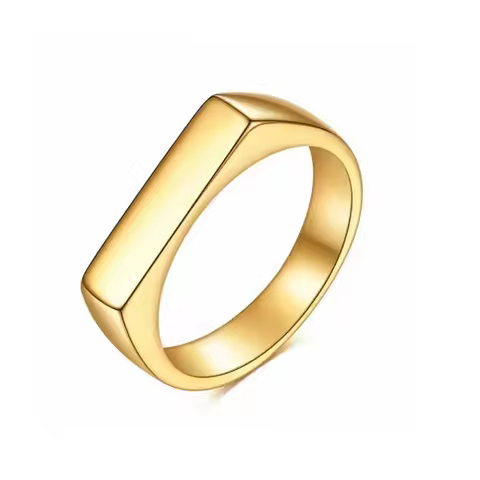 Classic Smooth Flat Top Signet Men's Punk Rings Cool Individuality Geometric Square Signet Ring for 