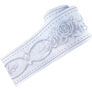 Simplemuji Self Adhesive 5 Meters White Peony 3D Peel and Stick Waterproof Wall Border Easy to Apply