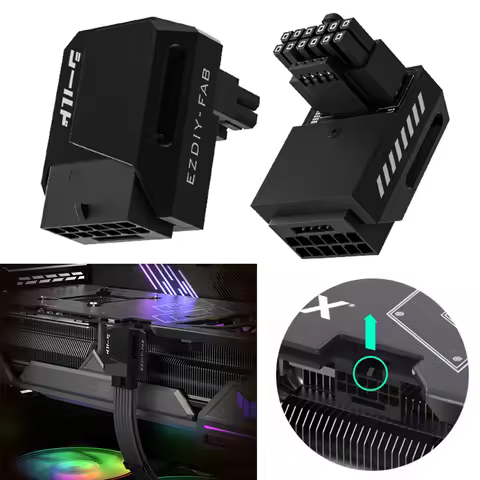 600W 12+4pin GPU Male To Female Connector 90 Degree Right Angle 16pin 12VHPWR for RTX 3090Ti 4070Ti 