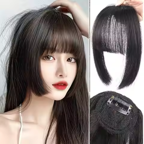Hime Cut Princess Bangs Clip In Synthetic Hair Natural Looking Fake Bangs Hairpiece For Women Daily 