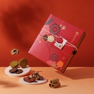 新年禮盒 | 緞藏金匣 焙茶爆米花&鐵觀音蛋捲&台灣茶包 13/12入