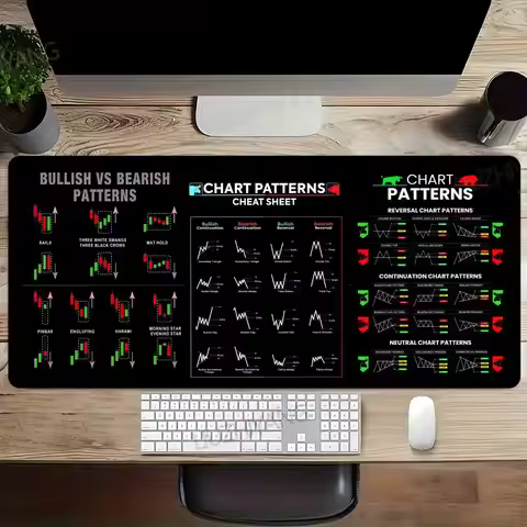 Trading Chart Pattern Mouse Pad Stock market pattern MousePad Desktop Pc Accessories Rubber Desk Mat