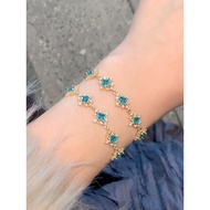 gelang gelang tangan perempuan Light Luxury Gold Sapphire Niche Girls Crystal Bracelet