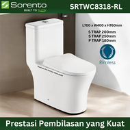 SORENTO SRTWC8318-RL ONE PIECE WATER CLOSET RIMLESS S-TRAP 200250MM & P-TRAP 180MM - TOILET BOWL C/W