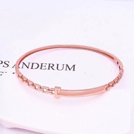 Pure Russia 585 Purple Gold Bracelet High-End New Chinese Rose Gold Simple Glossy Bracelet Women's 9