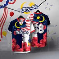 MERDEKA 68th Anniversary National Day T-Shirt Independence Day Short Sleeve Malaysia Jersey Top Baju
