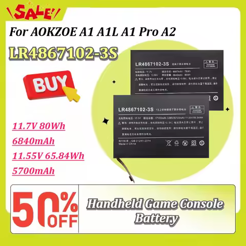 New LR4867102-3S 11.55V 65.84Wh 5700mAh/11.7V 80Wh 6840mAh Handheld Game Console Battery For AOKZOE 