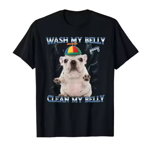 Pibble Wash Clean My Belly Funny Meme T-shirt For Men Women 100% Cotton T Shirts Short Sleeve Tops P