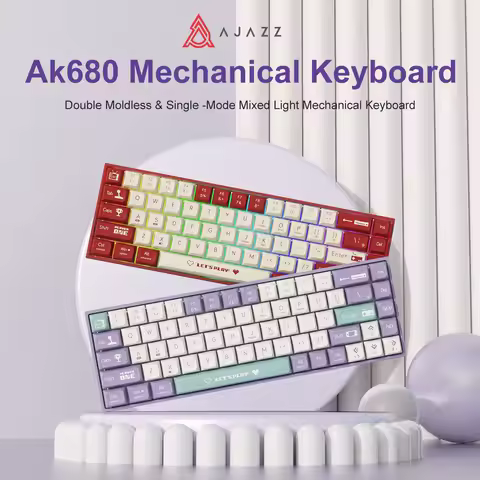 AJAZZ AK680 Mechanical Keyboard ABS Keycap 68 Keys Wired Wireless Bluetooth Gamer Keyboard Hot Swap 