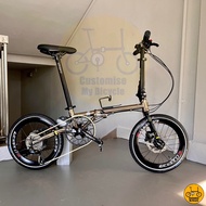 Fnhon Gust 18” • 9 Gear Shimano Litepro Schwalbe Foldable Foldie Folding Bike Bicycle 349 Titanium Gold Dahon Tern Crius