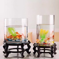Akuarium ikan emas ruang tamu yang kreatif, akuarium kaca, akuarium penyu besar berbentuk silinder b