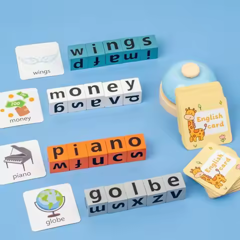 Wooden English Learning Building Blocks PK Memory Challenge Early Learning Spell Word Toys Letter Co