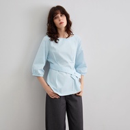 DME | เสื้อผู้หญิงคอปกกลม ปรับเอวได้ ลายฝ้ายสดชื่น
