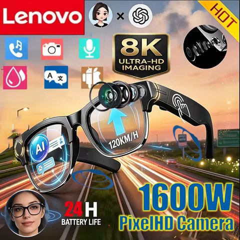 Lenovo 2027 New 8K AI Smart Glasses AI Translation HD Hands-Free Calling AI Chat Logging Music Playb