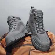 新品现货男鞋秋季户外运动耐磨登山工装靴潮男休闲百搭厚底高帮马丁靴Men's Shoes Autumn Outdoor Sports Wear-resistant Climbing Crock Boot